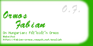 ormos fabian business card